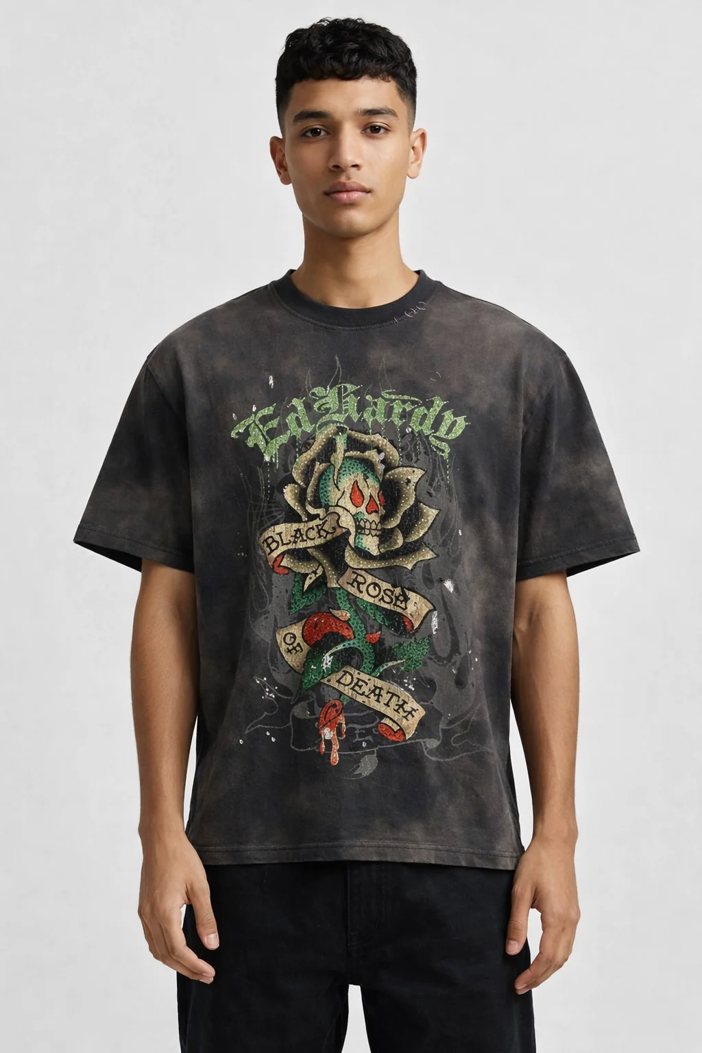 Black Rose Boxy T-Shirt - Sunfade Grey - Image 3