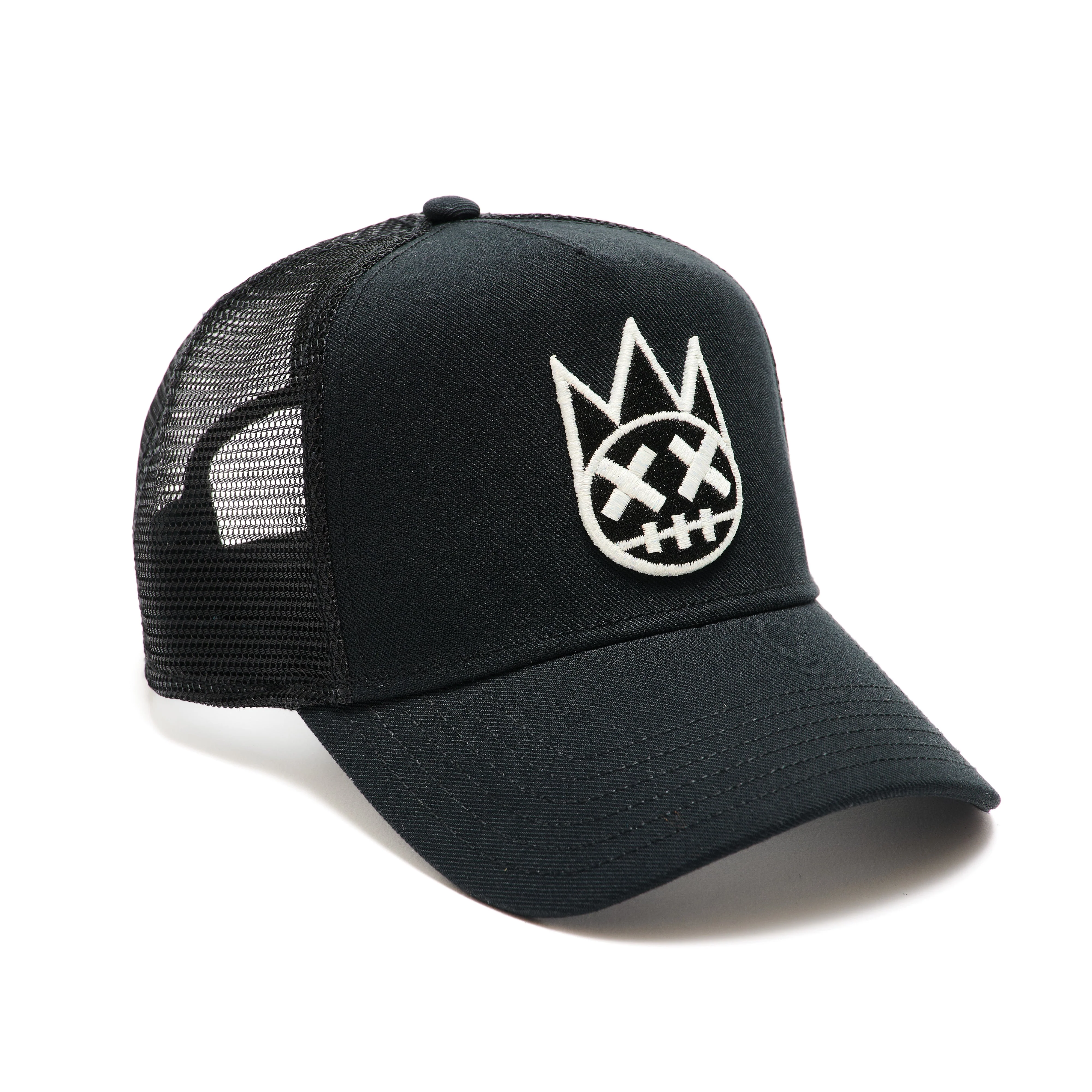 Black Trucker Hat – Mesh Back, White Clean Logo