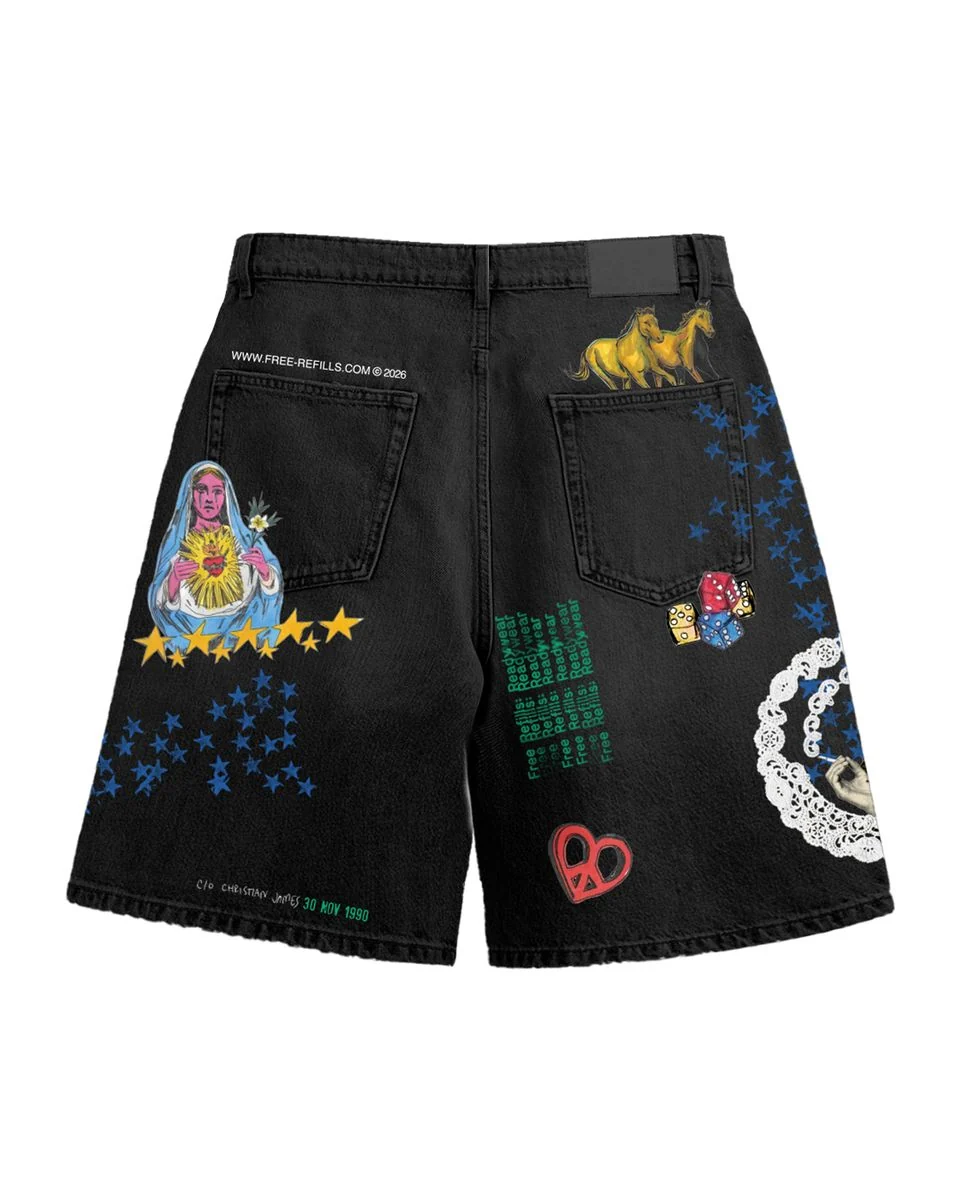 Collage Shorts - Black - Image 2