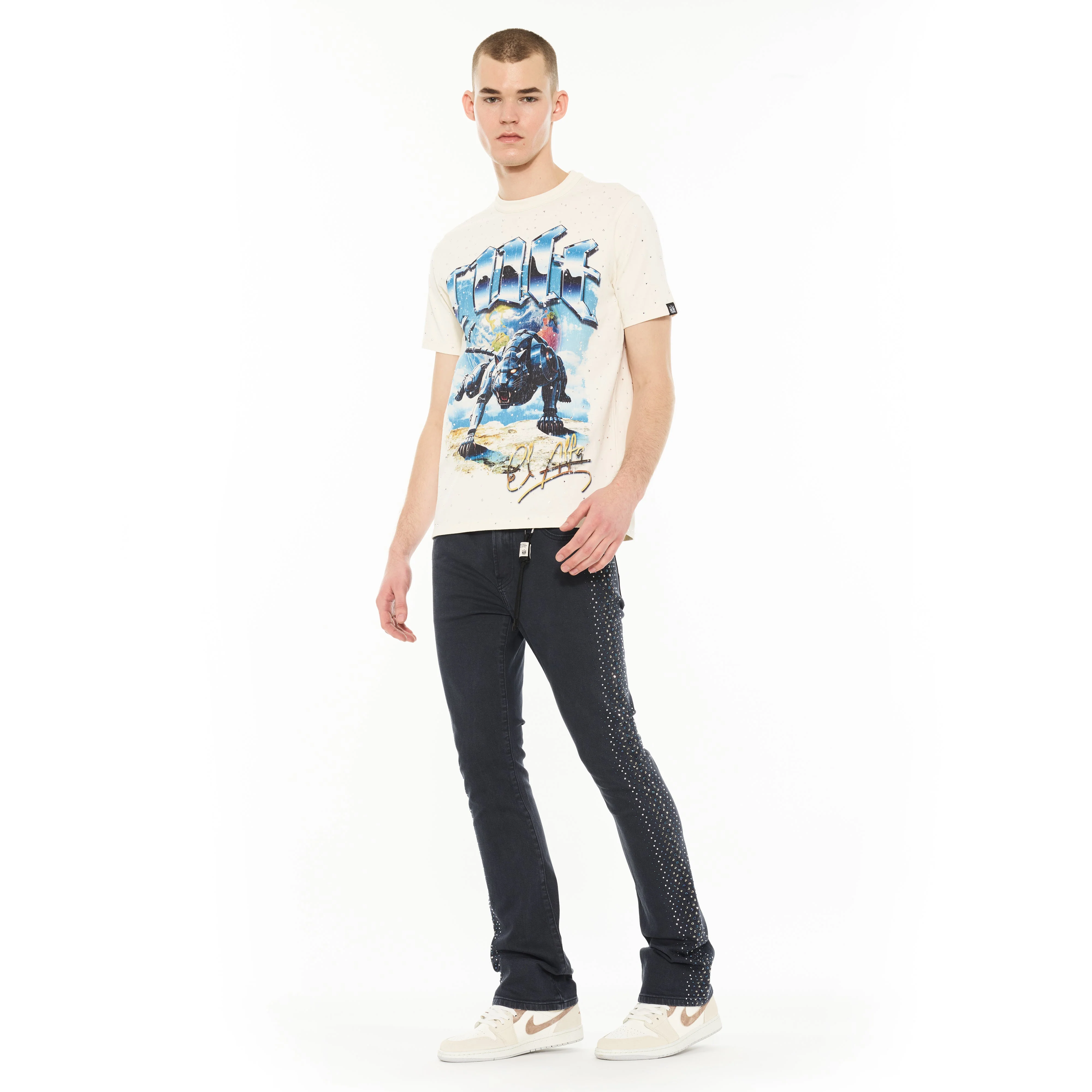 Cult x El Alfa Premium Lenny Bootcut 603 Jeans in Noir - Image 6