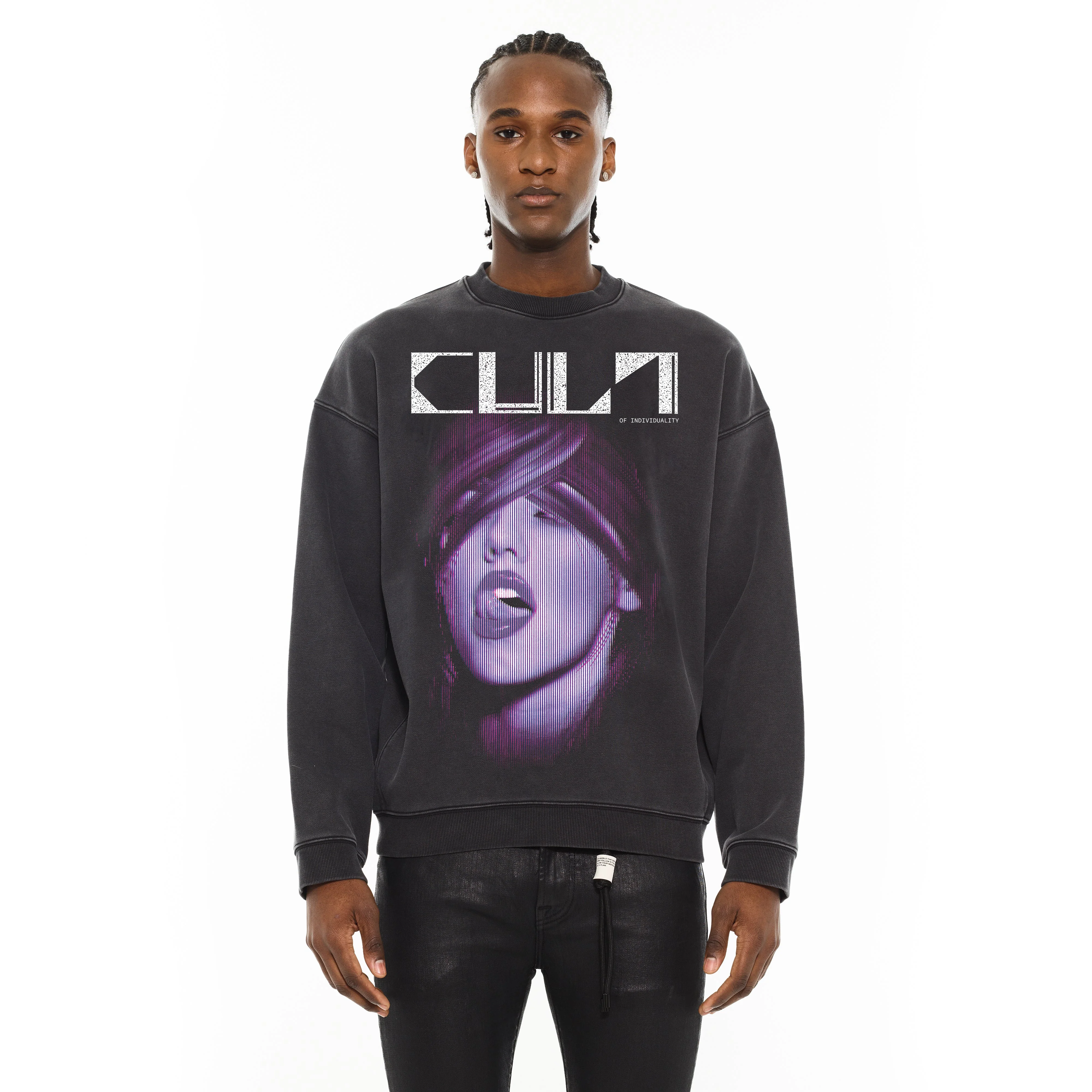 Cult's Crew Novelty Sweatshirt in Vintage Charcoal - Image 3
