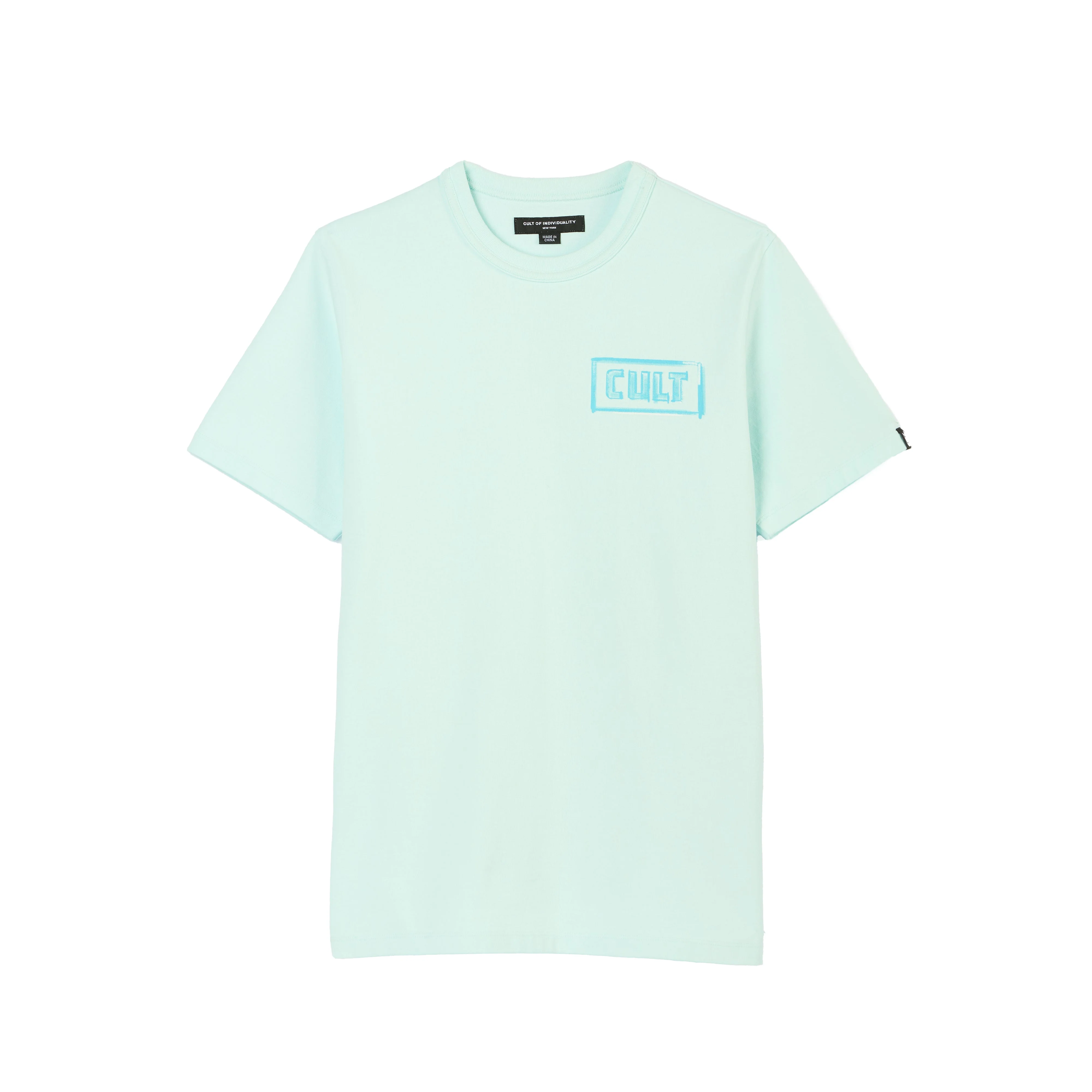 Cult's Heavyweight Short Sleeve Crew Neck Tee "Stroke" in Powder Blue