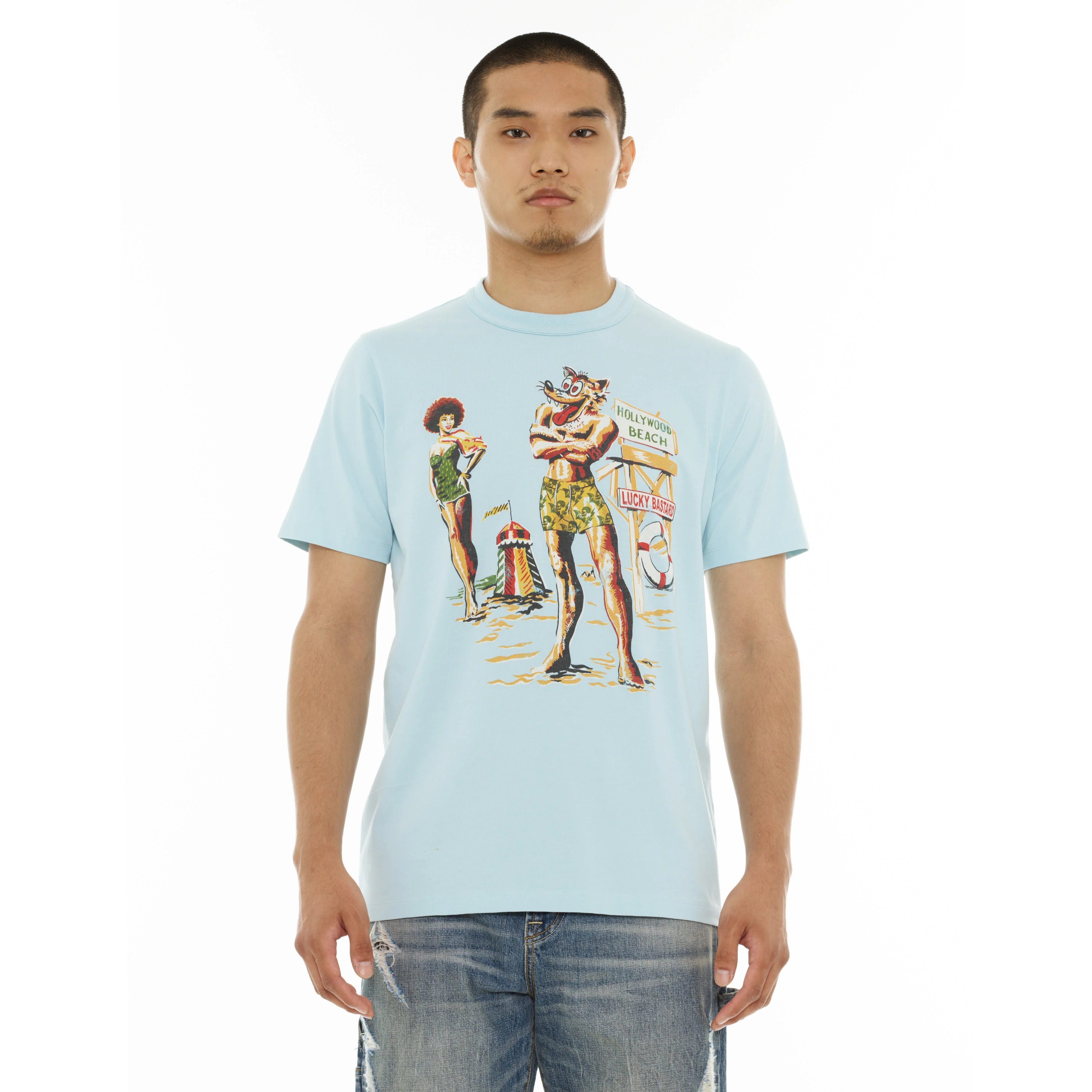 Hollywood Beach T-Shirt - Blue Glow - Image 2