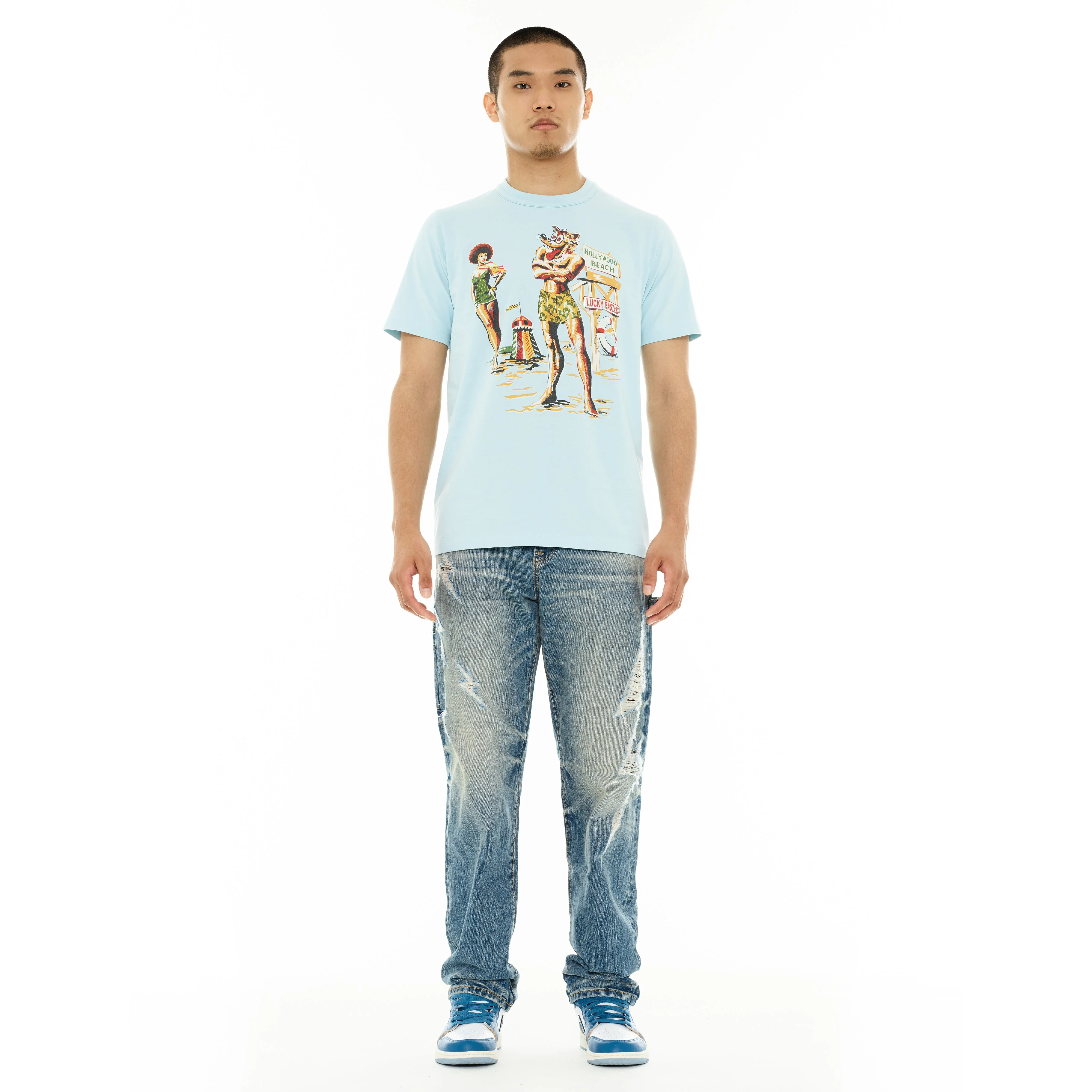 Hollywood Beach T-Shirt - Blue Glow - Image 4