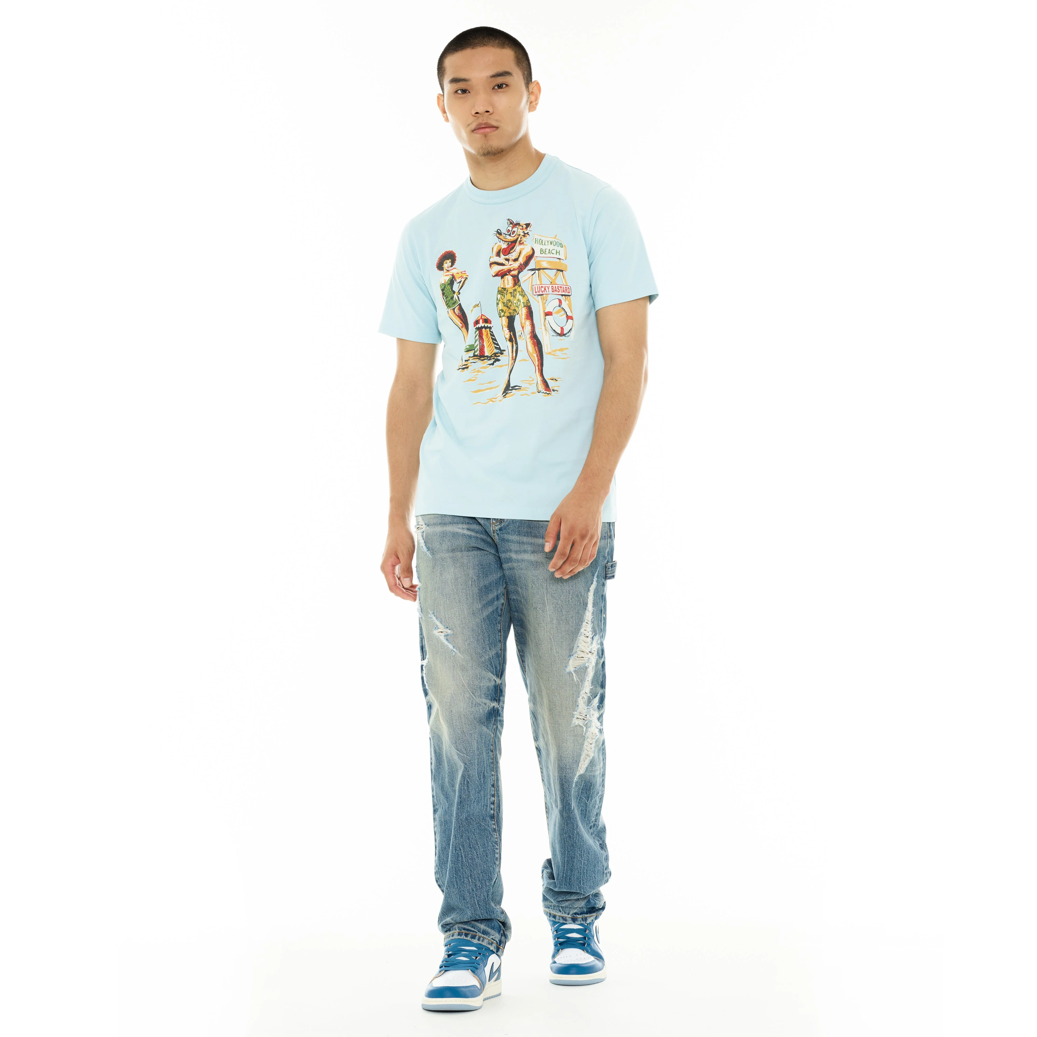 Hollywood Beach T-Shirt - Blue Glow - Image 5