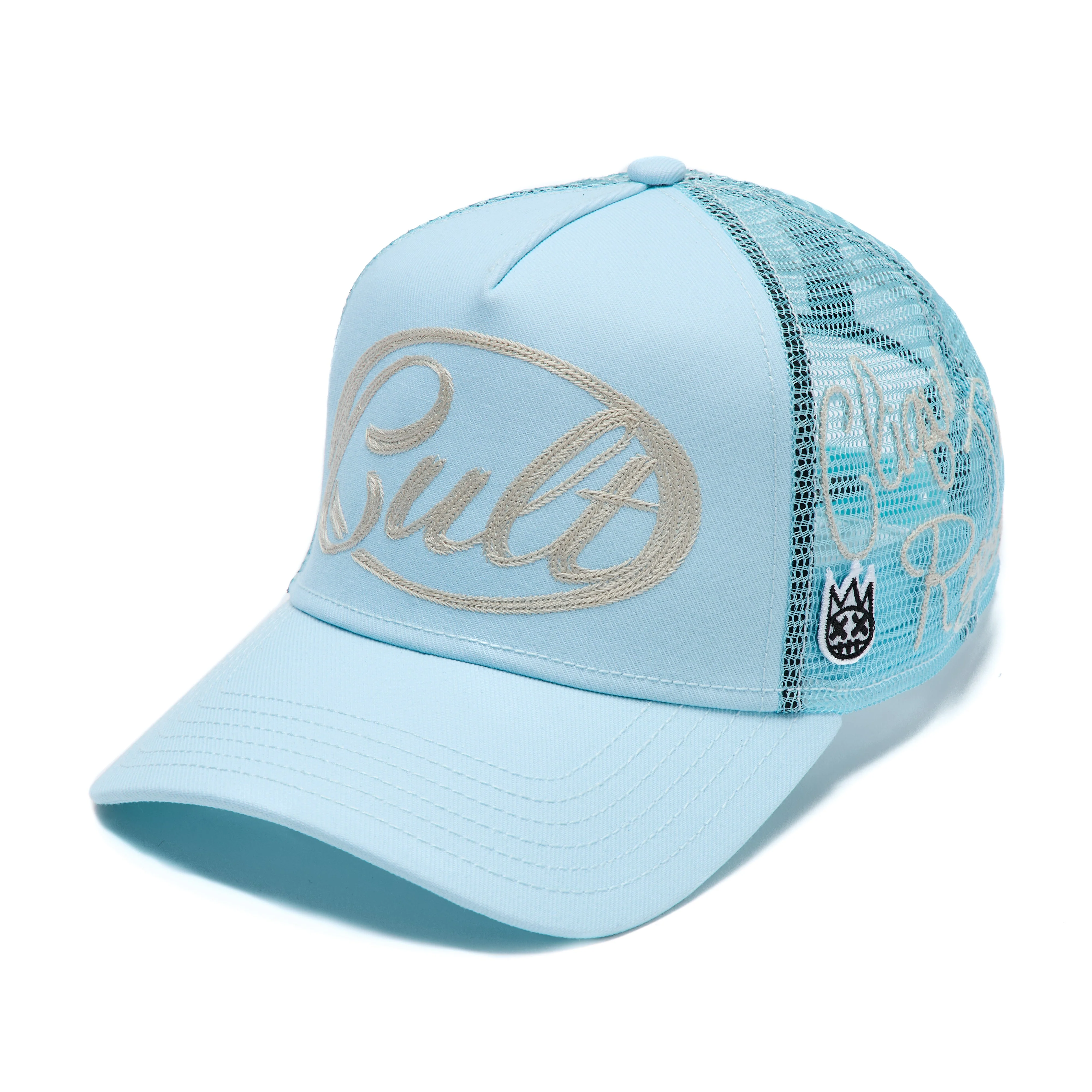 Cult's Mesh Back Trucker Hat "Community" In Blue Glow - Image 2