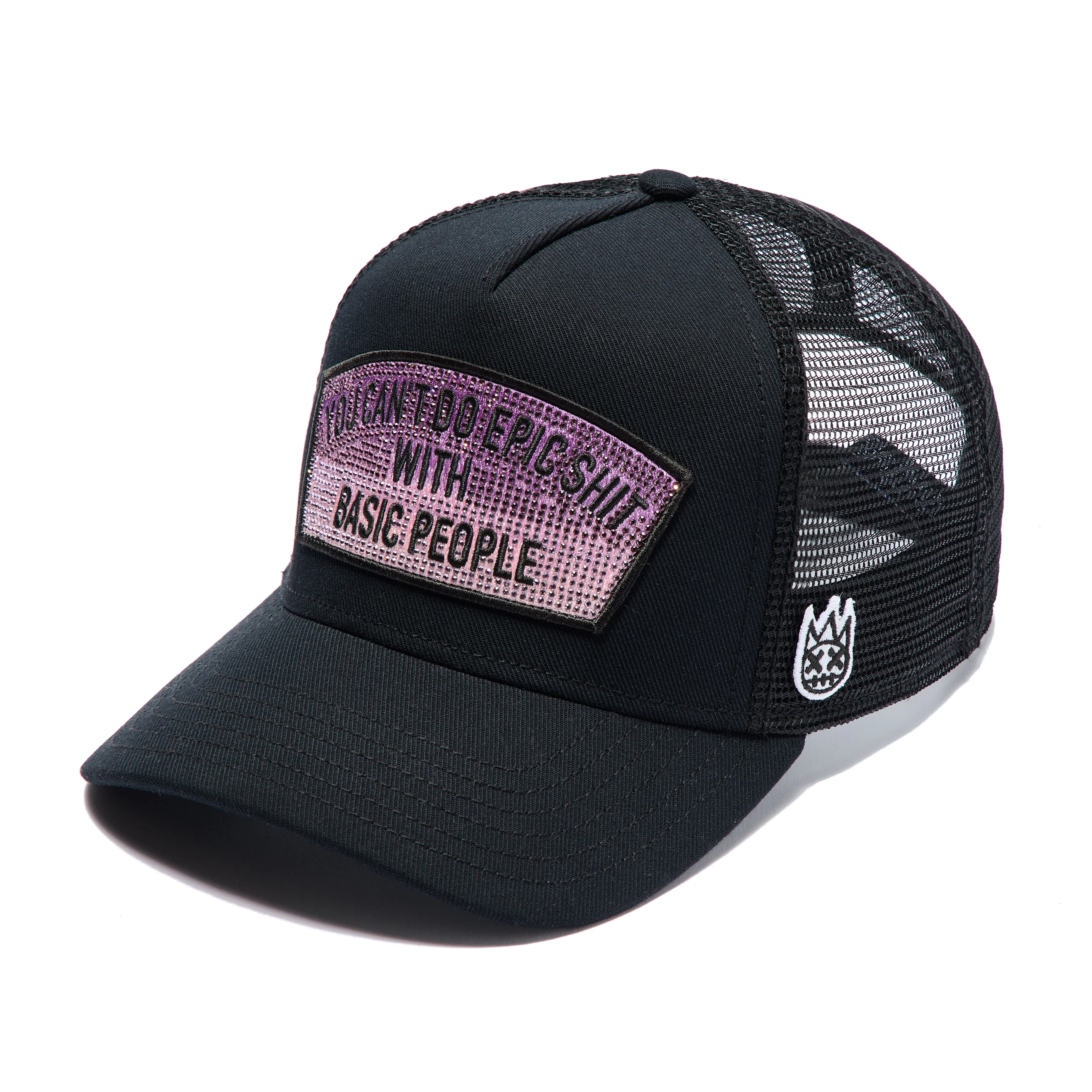 Cult's Mesh Trucker Hat "Epic Shit" Crystals In Black - Image 2