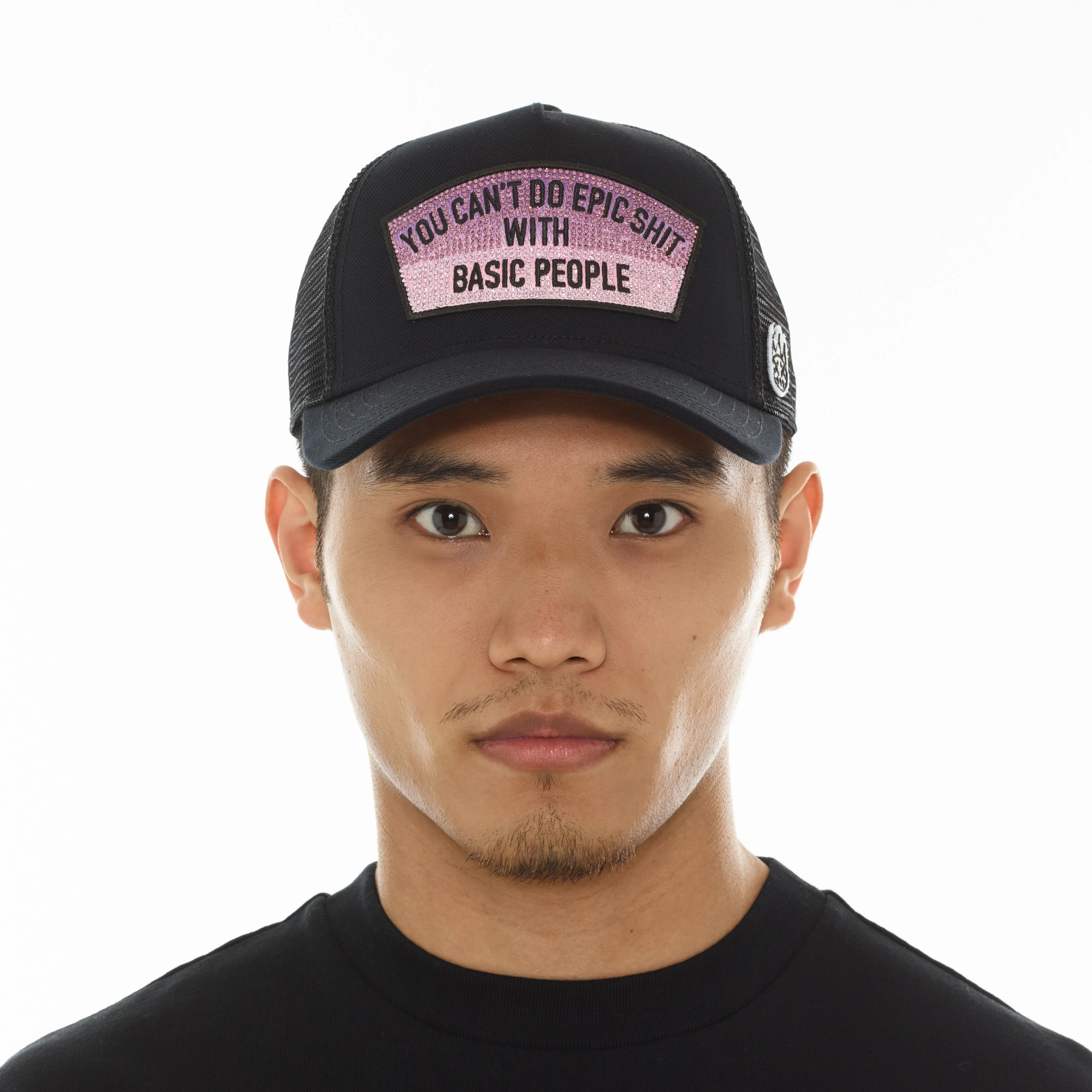 Cult's Mesh Trucker Hat "Epic Shit" Crystals In Black - Image 3