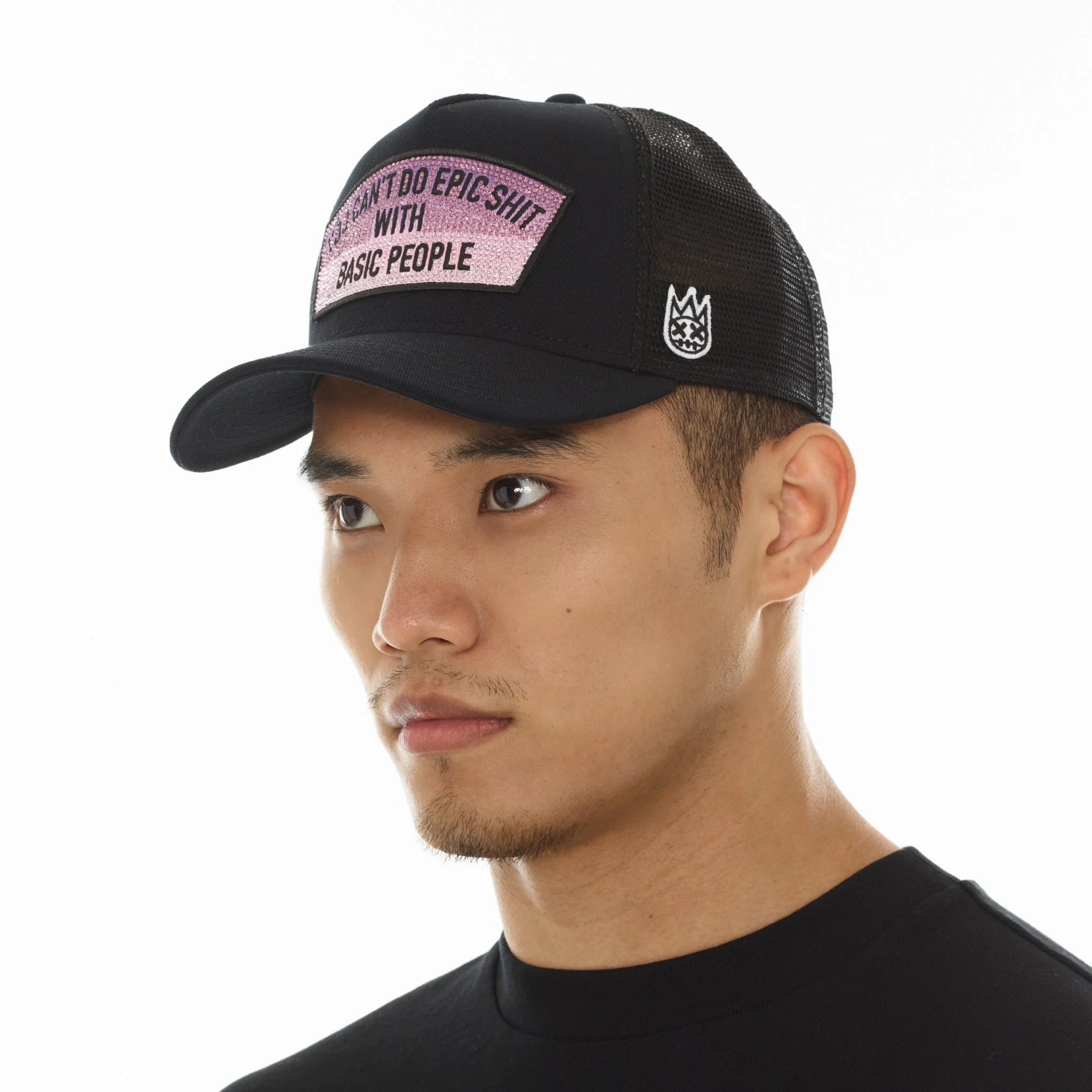 Cult's Mesh Trucker Hat "Epic Shit" Crystals In Black - Image 4