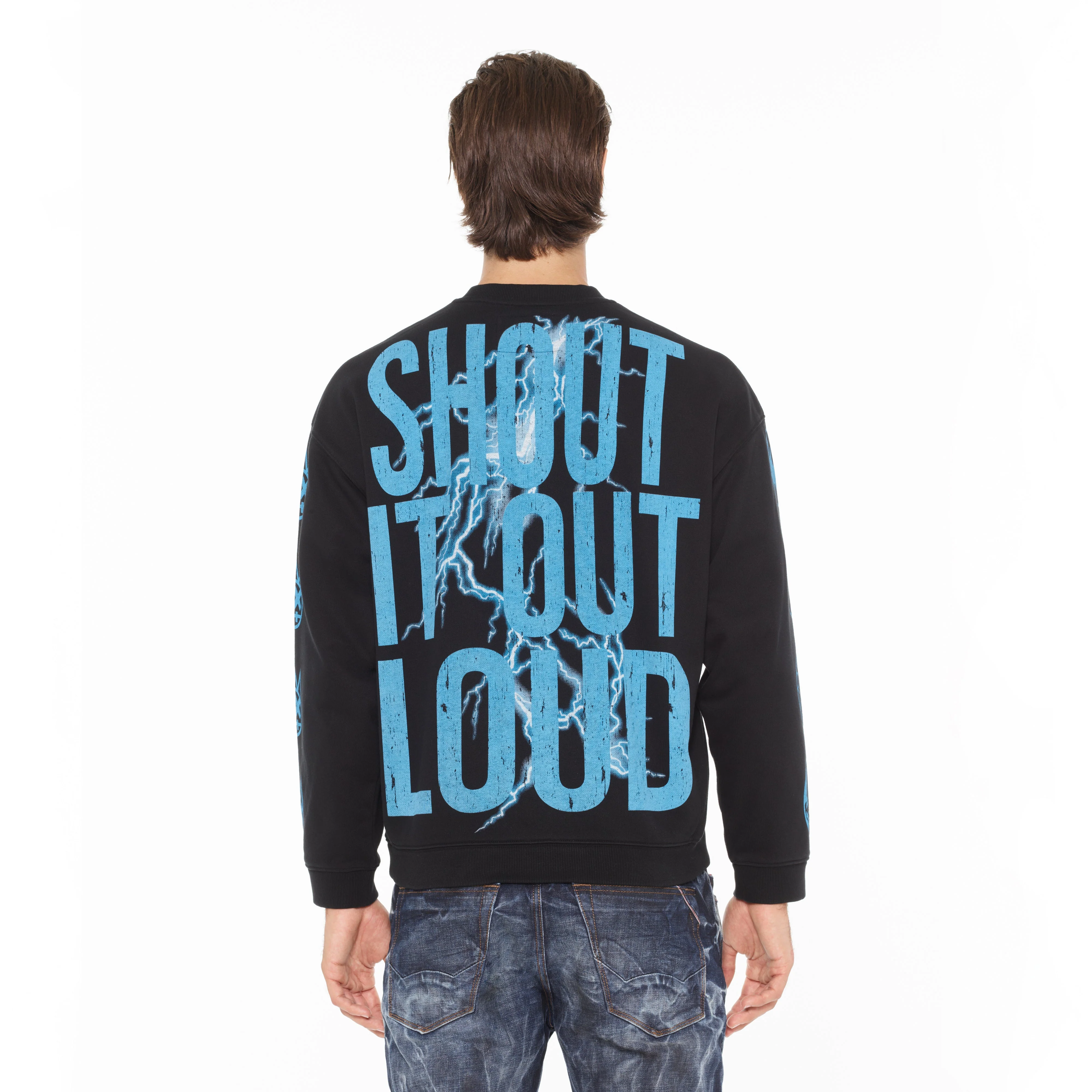 Cult's Novelty Fleece Crew Sweatshirt in Black - Image 3