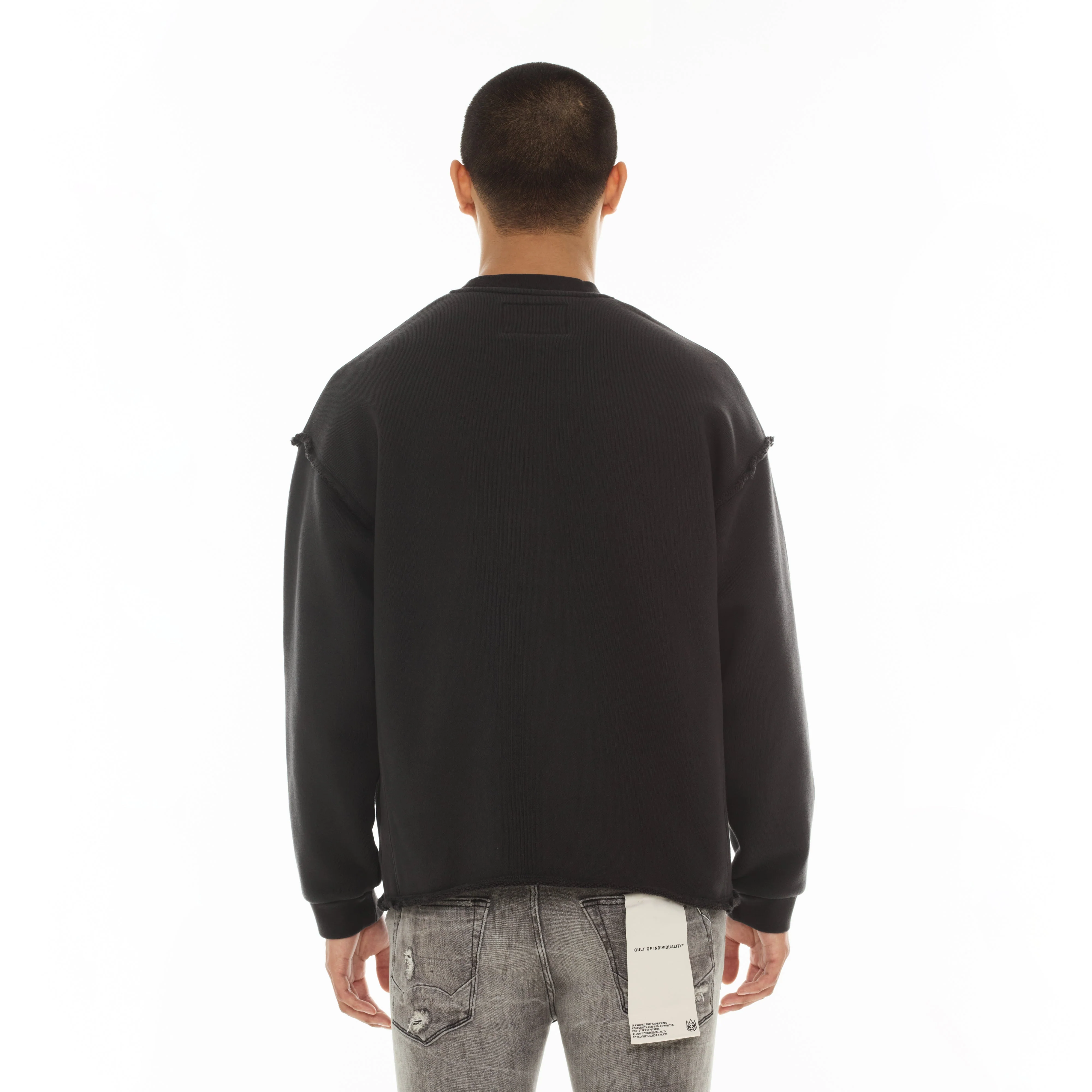 Cult's Novelty Fleece Crew Sweatshirt in Vintage Charcoal - Image 3