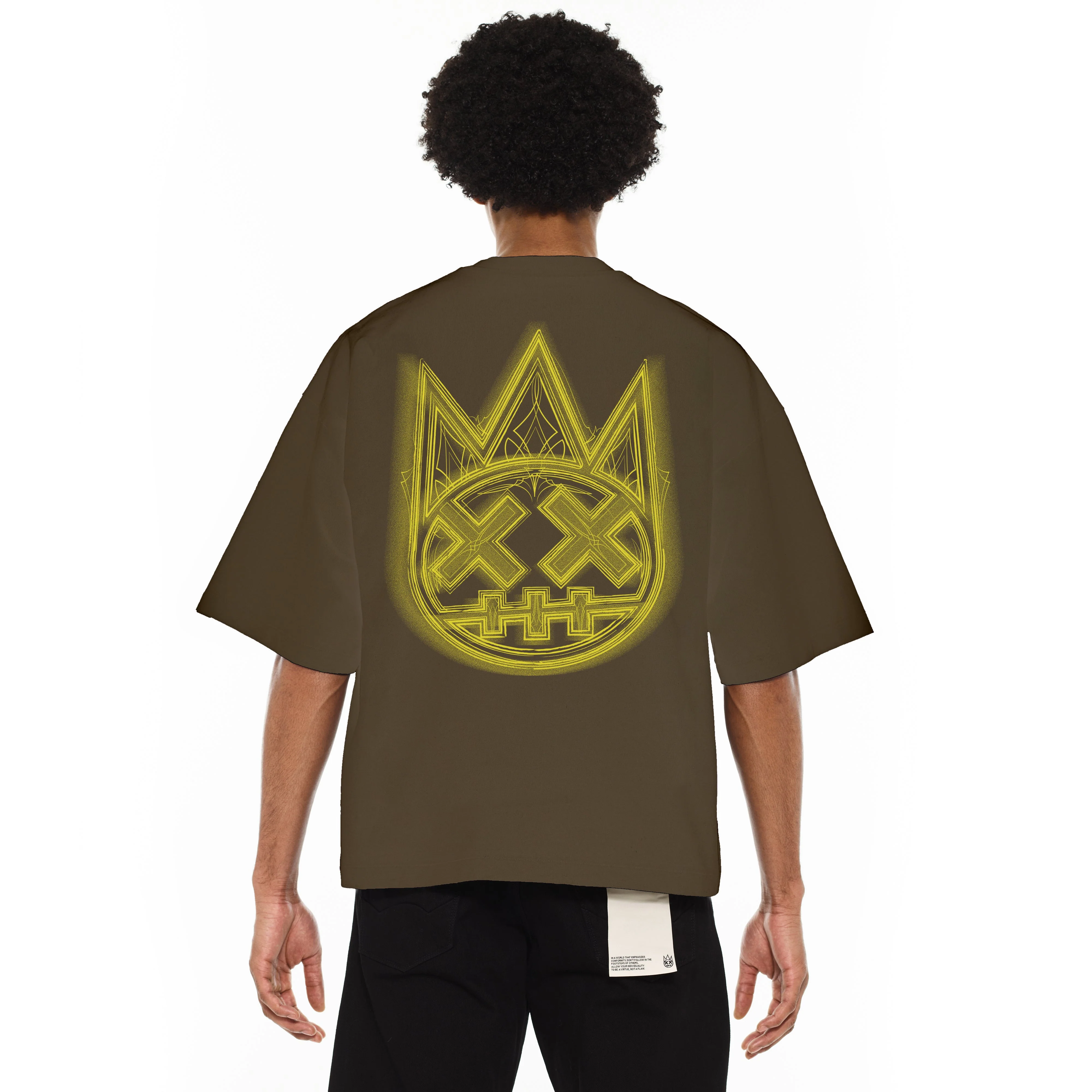 Cult's Oversized Heavyweight Boxy Fit Short Sleeve Crew Neck Tee "Pinstripe" in Sage - Image 4