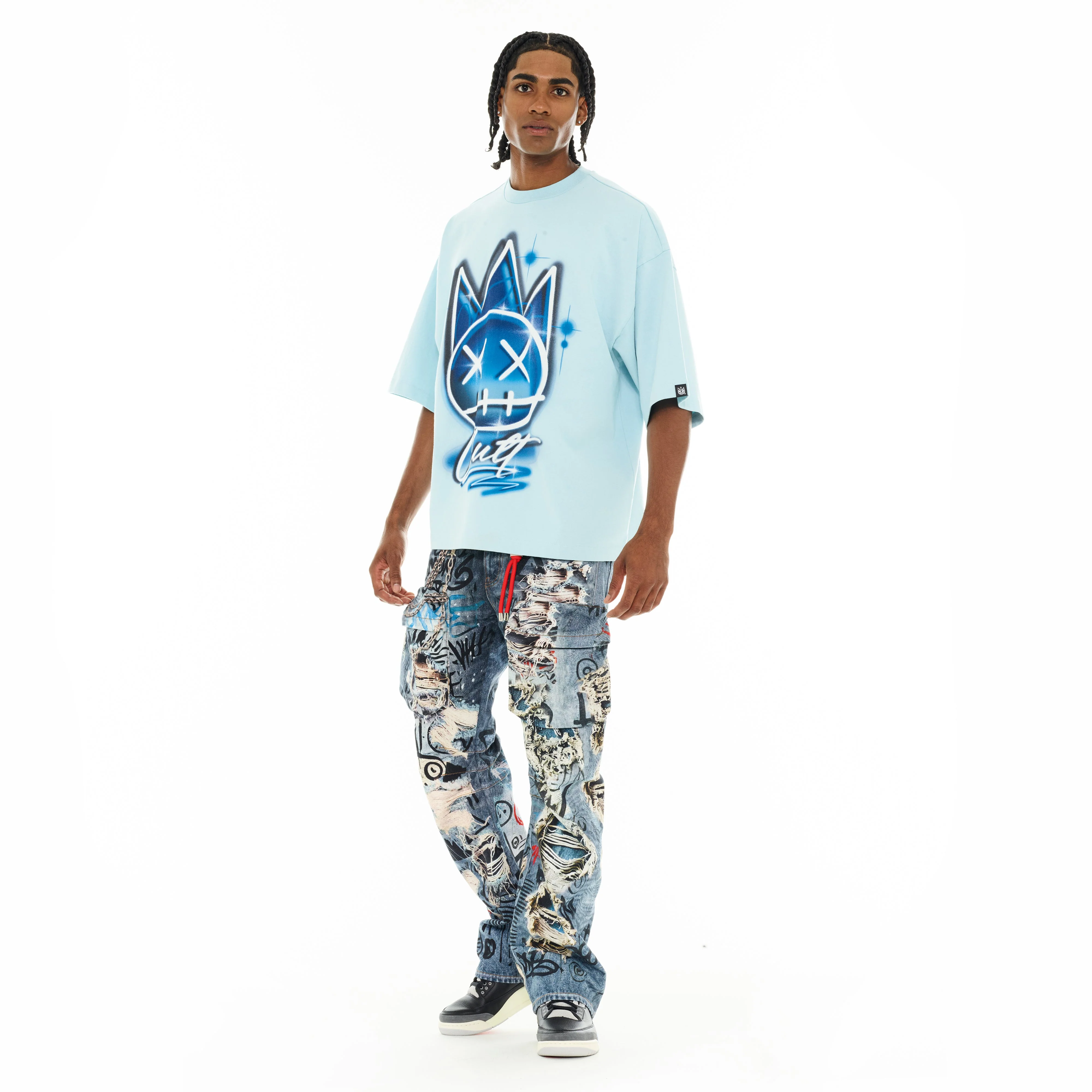 Airbrush T-Shirt - Blue Glow - Image 5