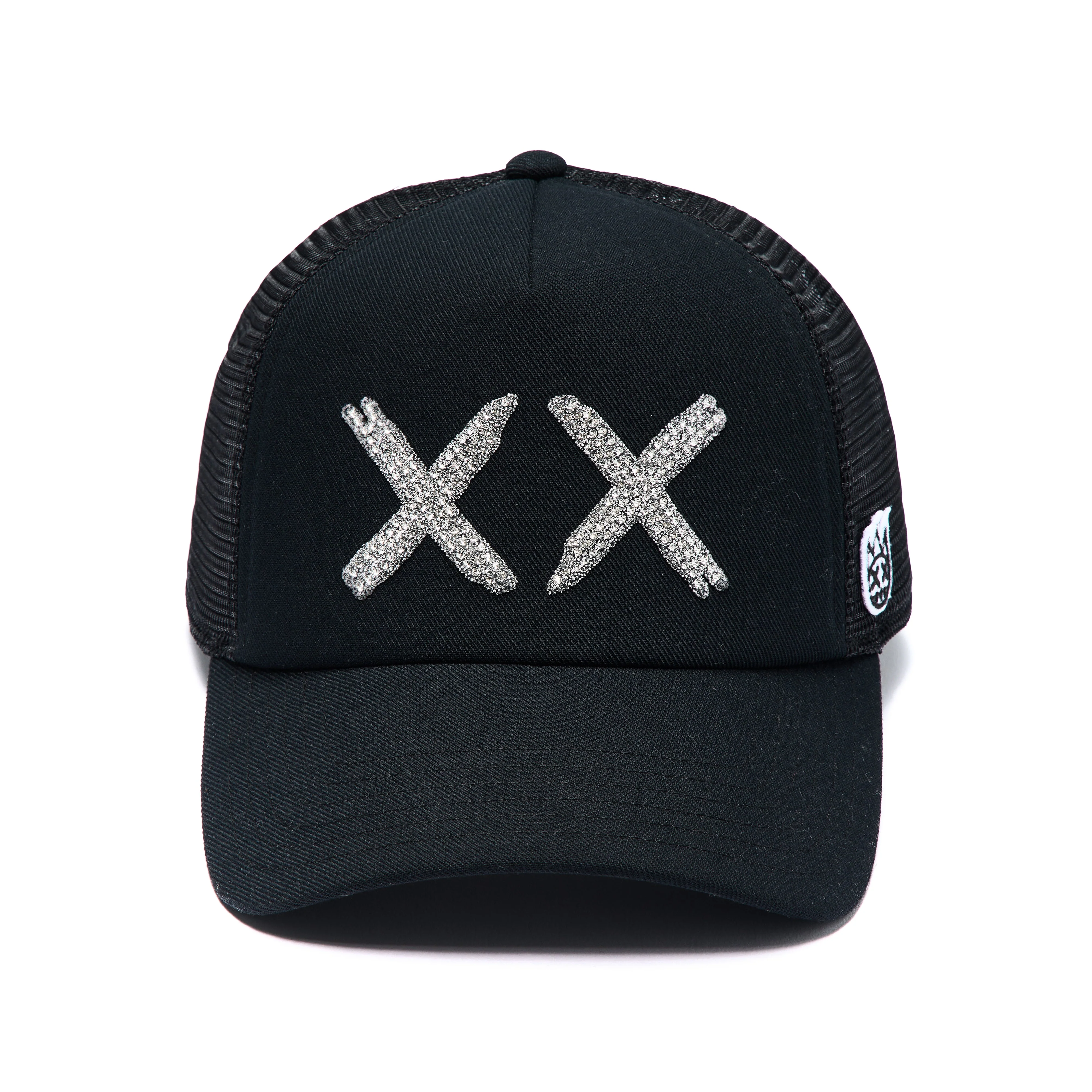 Cult's White Crystals Mesh Trucker Hat "XX" Logo In Black/White
