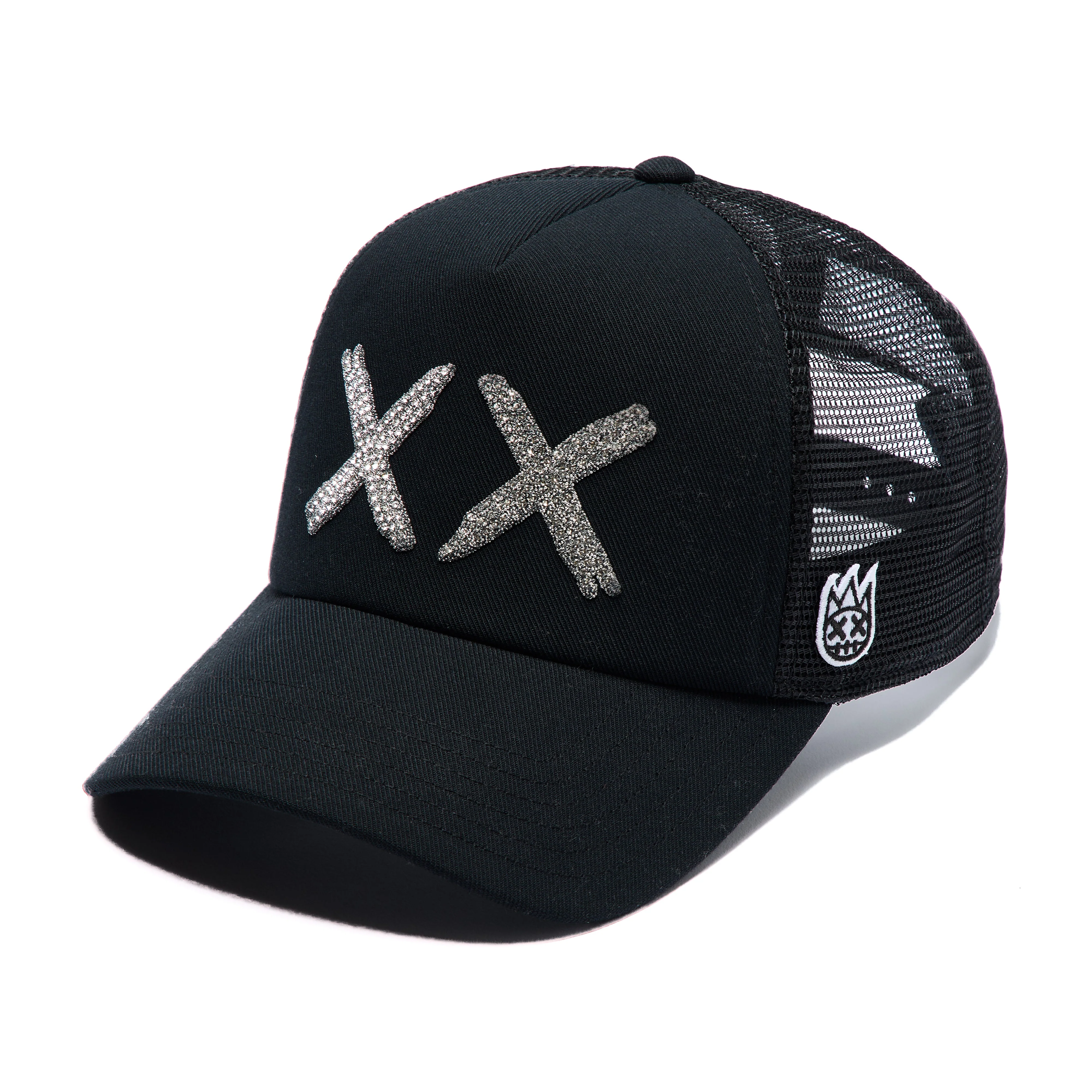 Cult's White Crystals Mesh Trucker Hat "XX" Logo In Black/White - Image 2
