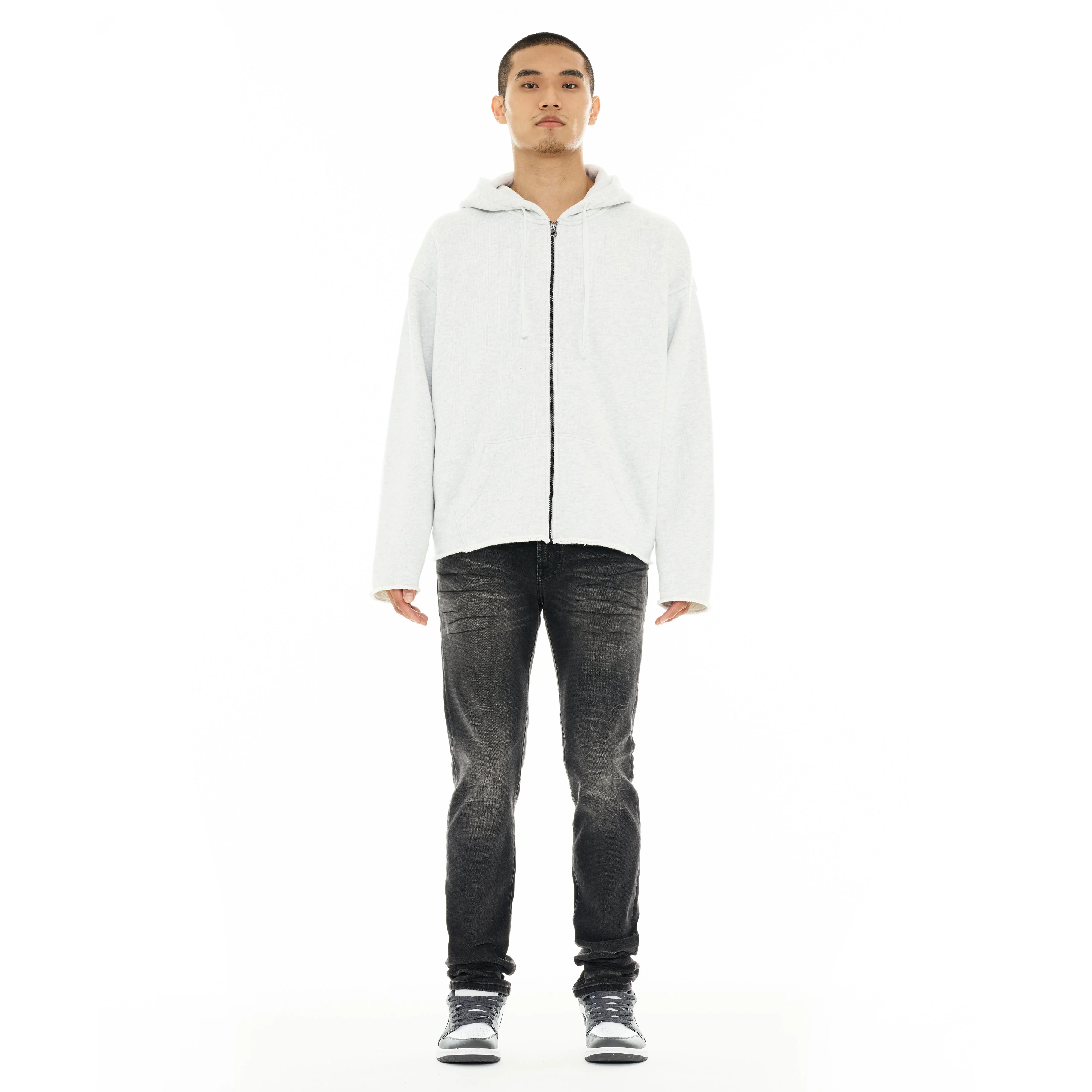 Zip Hooded Sweatshirt - Heather Grey - Image 5