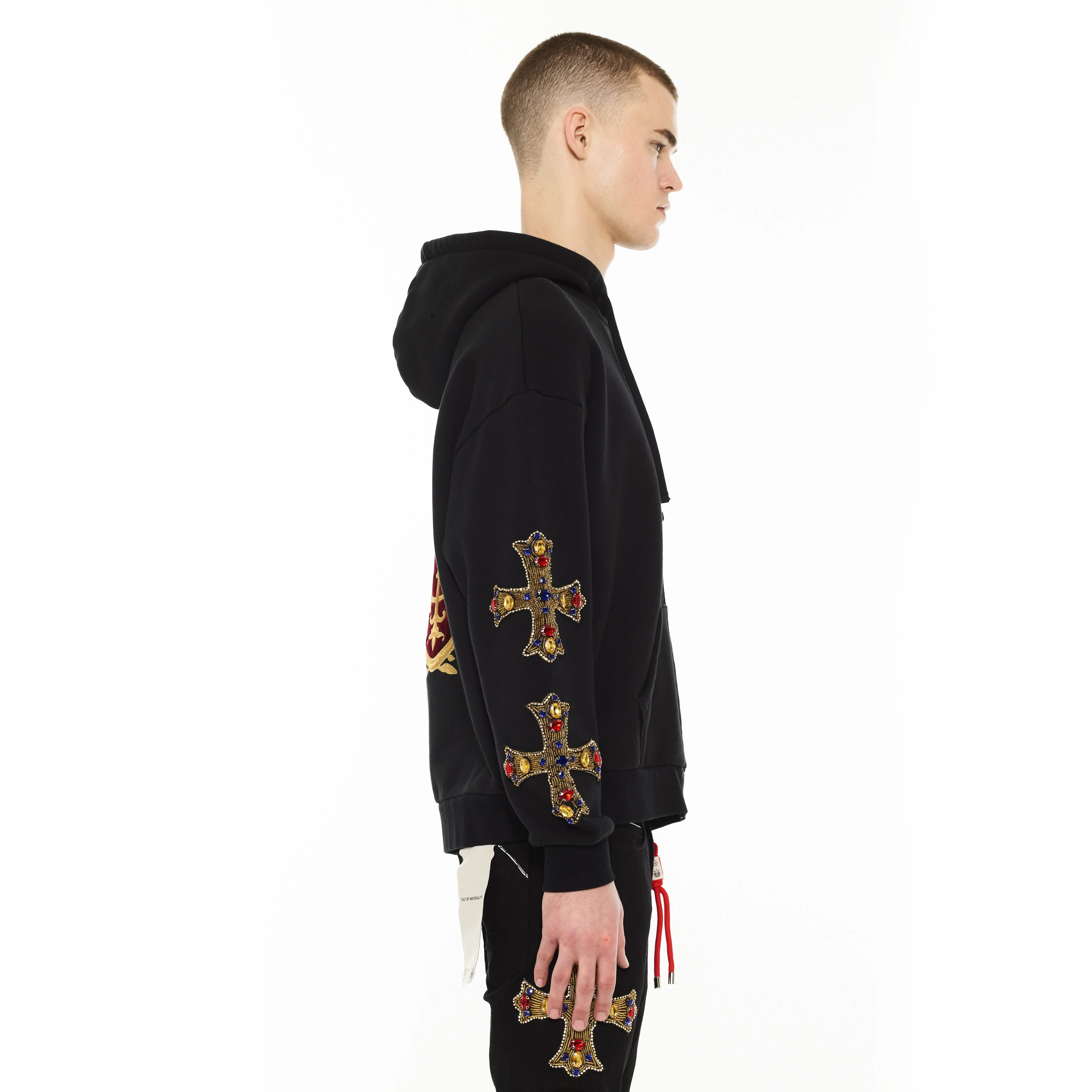 Cult's Zip Novelty Hoody "Family Crest" in Black - Image 4