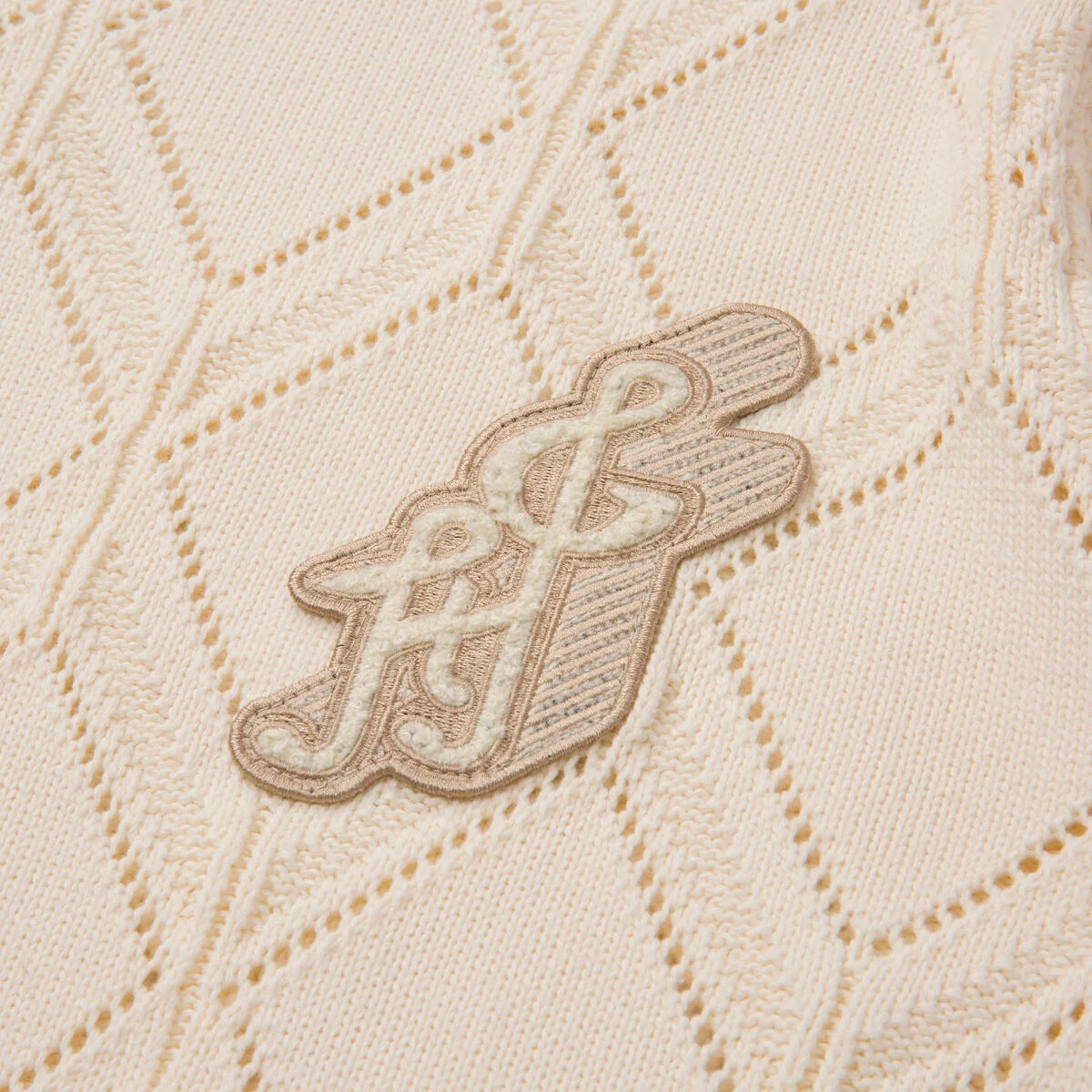 Diamond Knit Sweater - Cream - Image 3