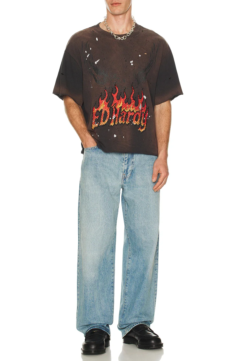 Eagle Flame Boxy T-Shirt - Sunfade Grey - Image 5