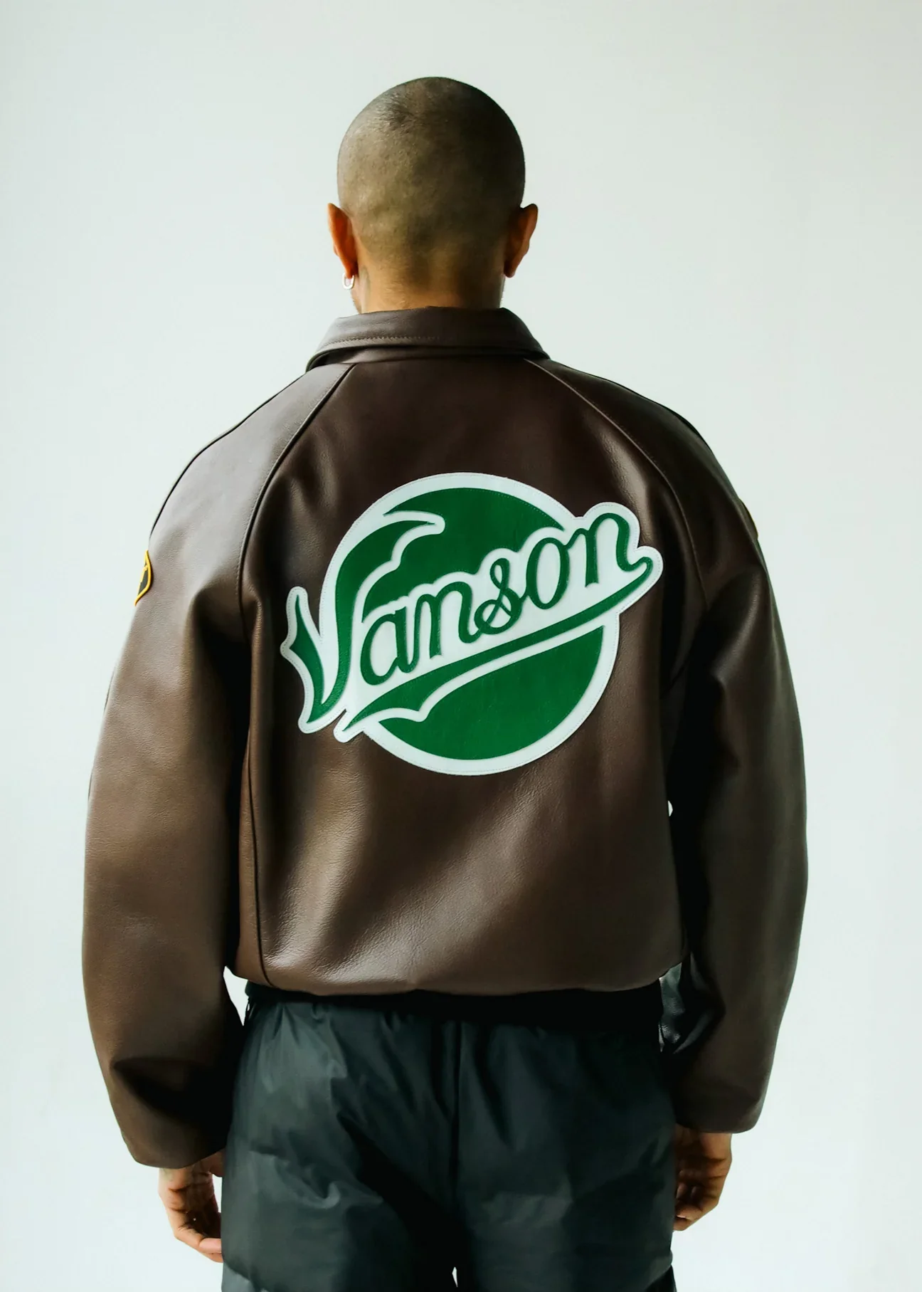 Fly Geenuis X Vanson Bronx Bomber Jacket - Brown - Image 3