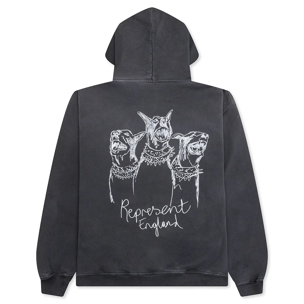 Hand Drawn Thoroughbred Dogs Hoodie - Vintage Black - Image 2