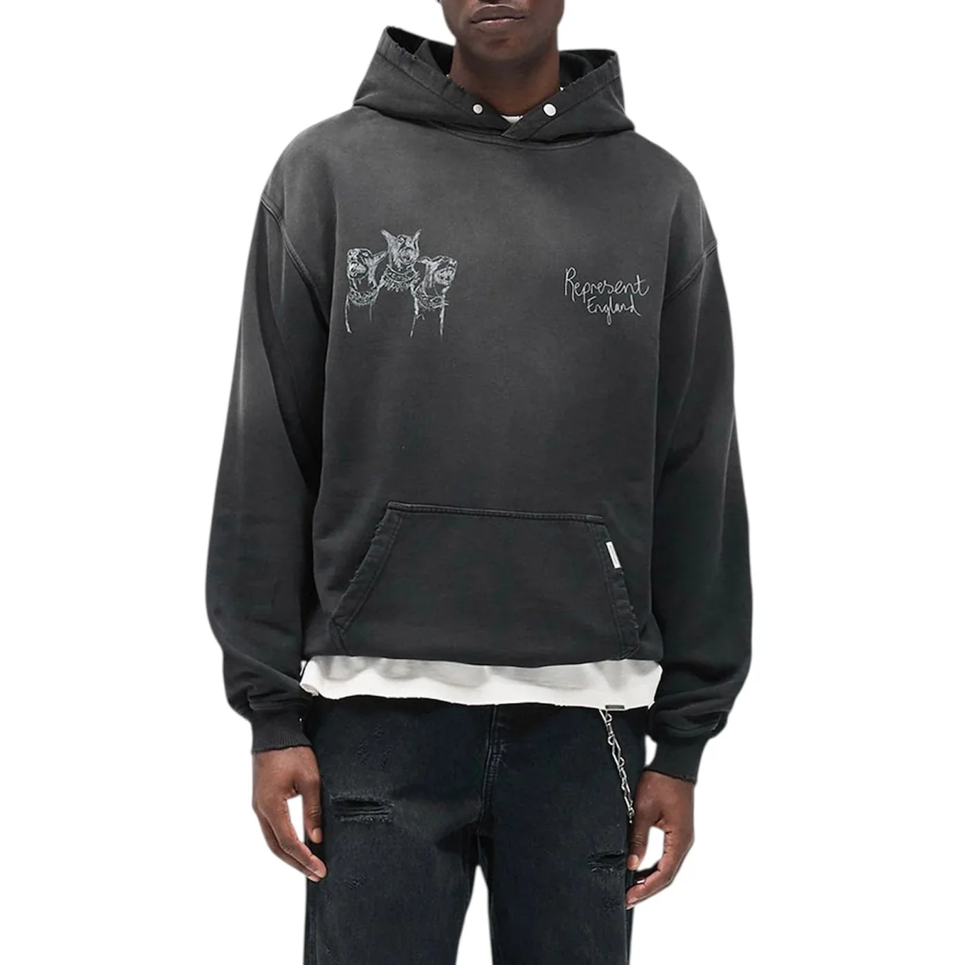 Hand Drawn Thoroughbred Dogs Hoodie - Vintage Black - Image 3