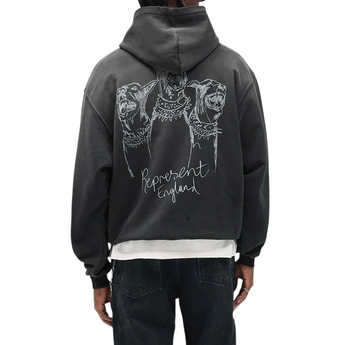 Hand Drawn Thoroughbred Dogs Hoodie - Vintage Black - Image 4