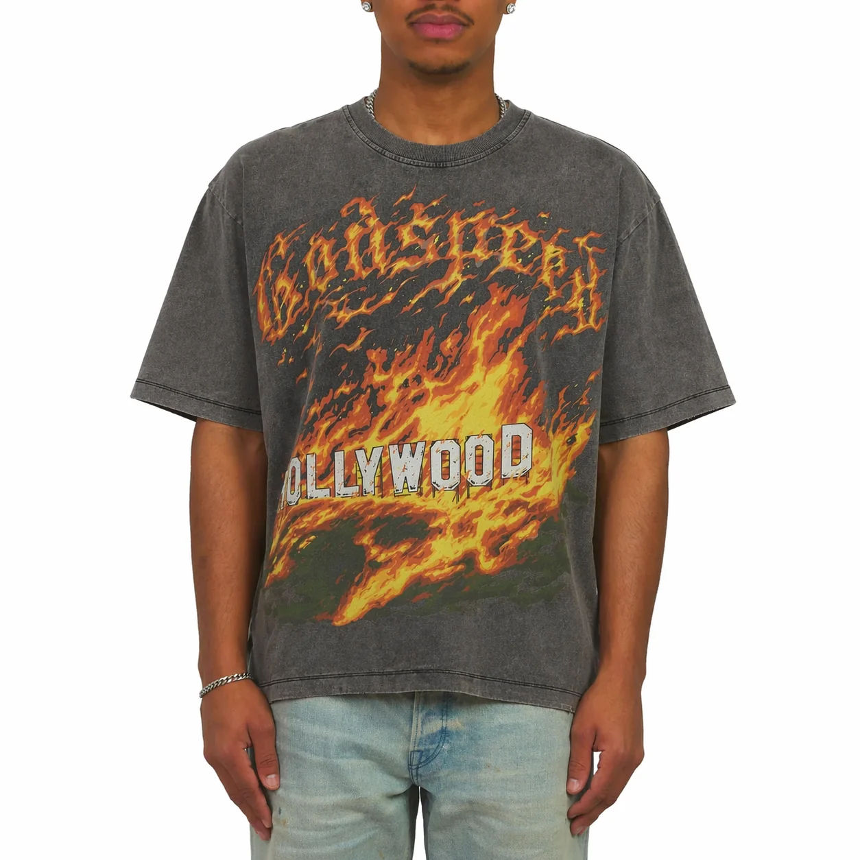 Hollywood Inferno II NG T-shirt - Grey Wash - Image 4
