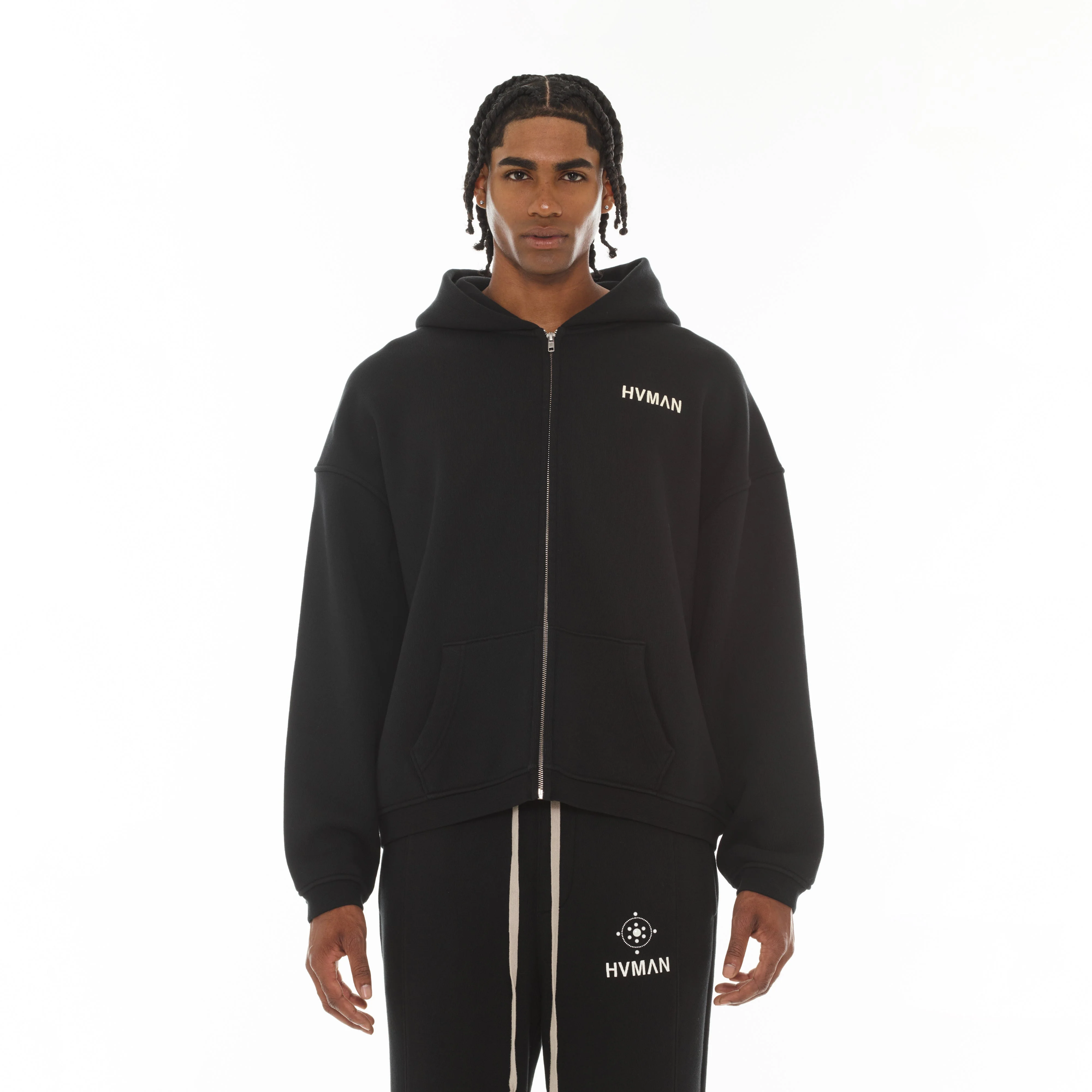 Hvman's Full Zip Sweatshirt in Black - Image 3