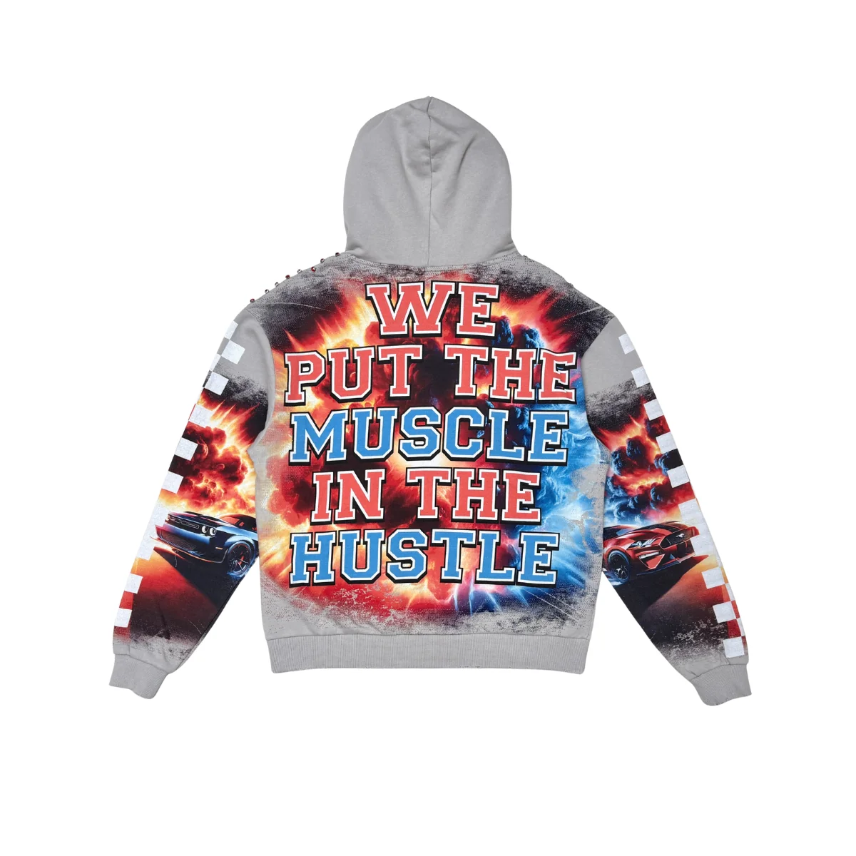 Muscle Hustle Zip Hoodie - Grey - Image 2