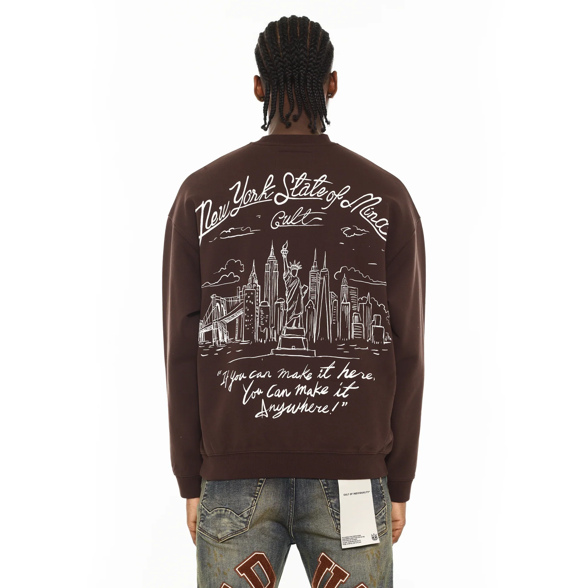 Novelty Fleece Crew Sweatshirt - Brown - Image 2