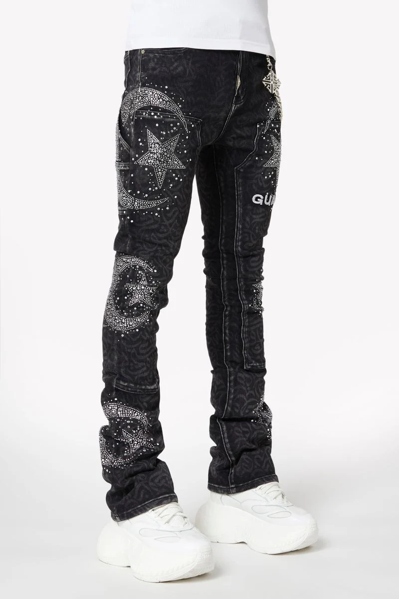 Obsidian Black Calligraphy Denim - Image 2