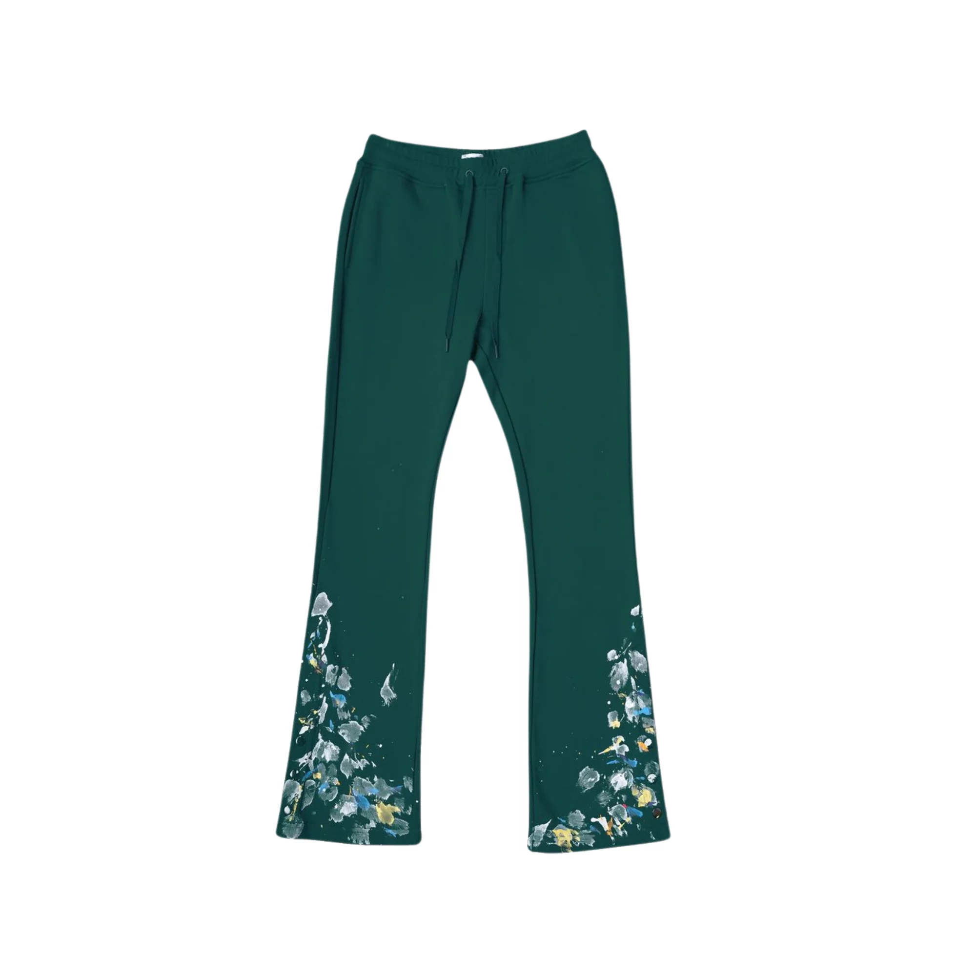PAINT SNAP FLARED PANTS - Hunter green