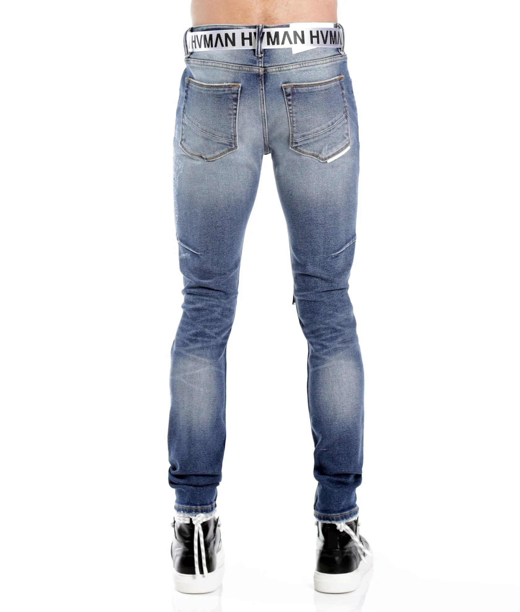 STRAT SUPER SKINNY FIT JEAN w/WHITE BELT IN BALTIC - Image 3