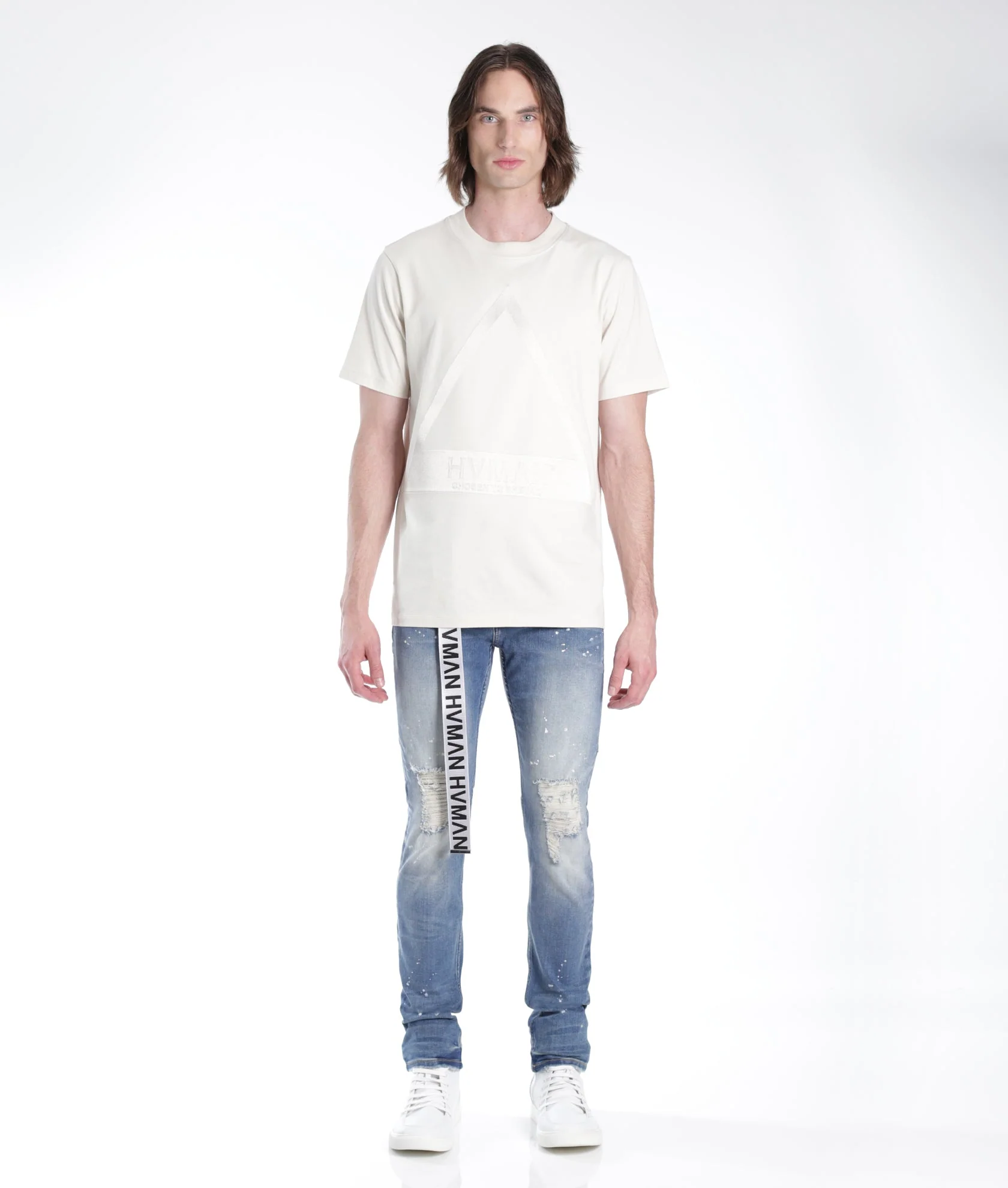 STRAT SUPER SKINNY FIT JEAN w/WHITE BELT IN LICHEN - Image 2